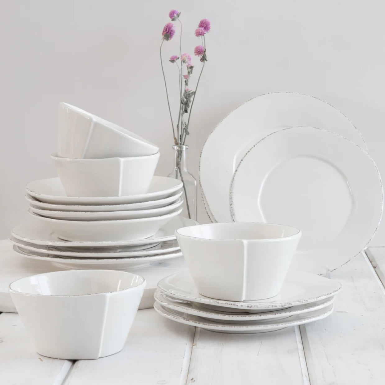 Vietri Lastra White 16 Piece Dinnerware Set ~ Handcrafted Italian Stoneware - Image 1
