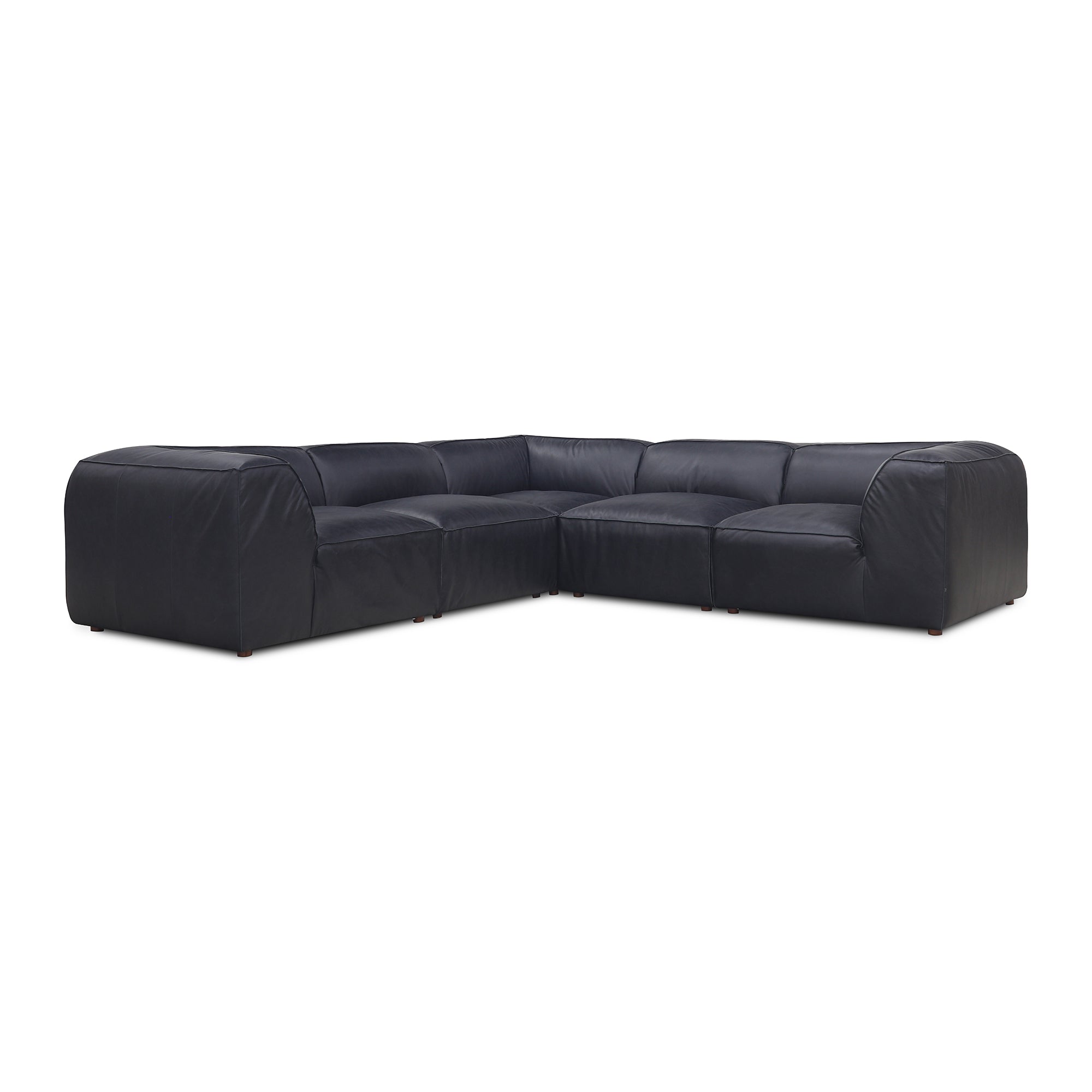 Moe’s Home Collection Form Classic L-Shaped Modular Sectional ~ Vantage Black Leather