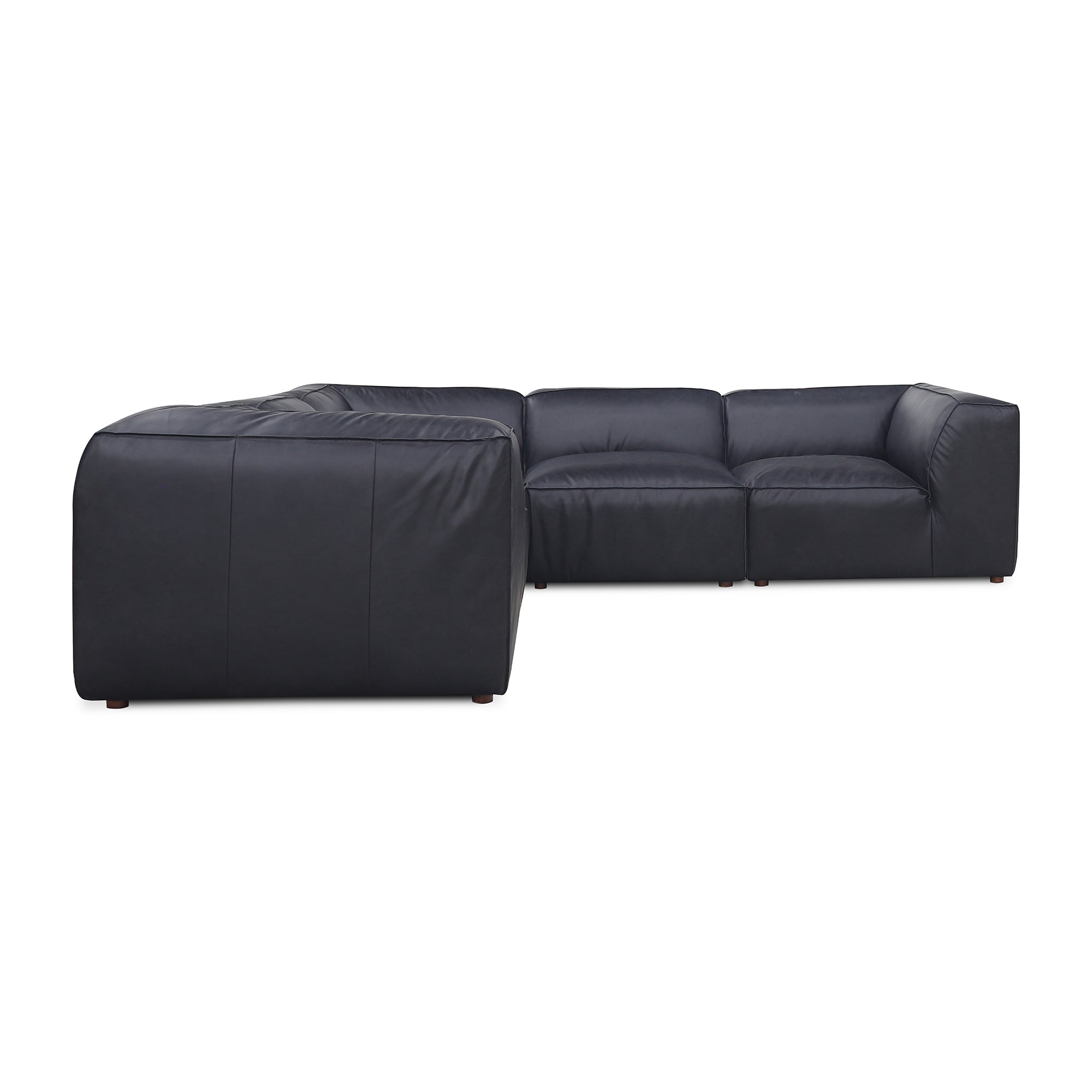 Moe's Home Collection Form Classic L-Shaped Modular Sectional ~ Vantage Black Leather - Image 2