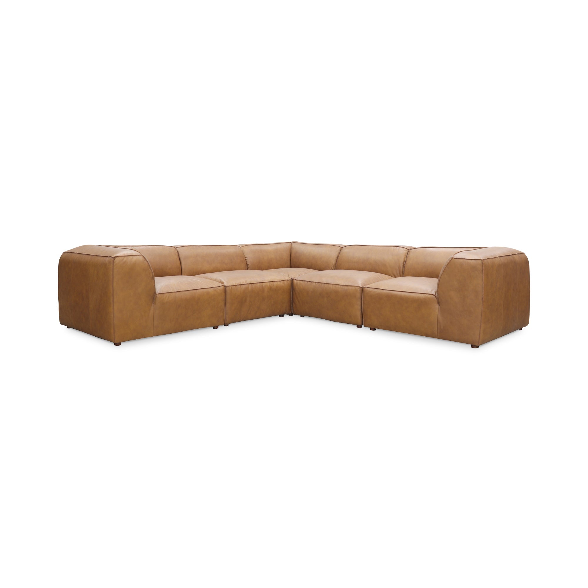 Moe’s Home Collection Form Classic L-Shaped Modular Sectional ~ Sonoran Tan Leather