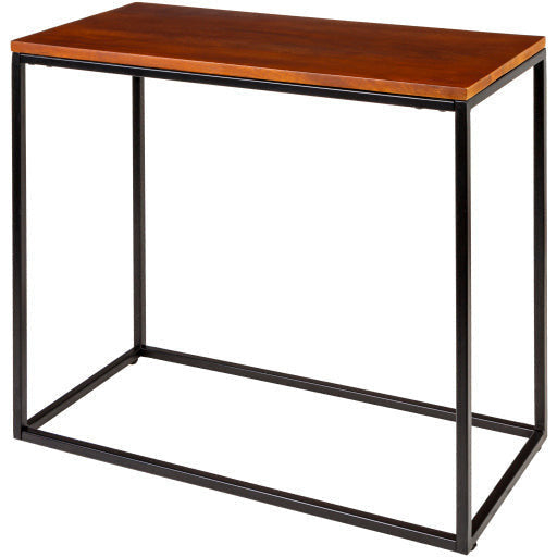 Surya Aryaa Modern Wood Top With Black Metal Base Accent Side Table YAA-011 - Image 2