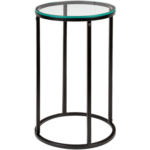 Surya Aryaa Modern Glass Top With Black Metal Base Round Accent Side Table YAA-015 - Image 2
