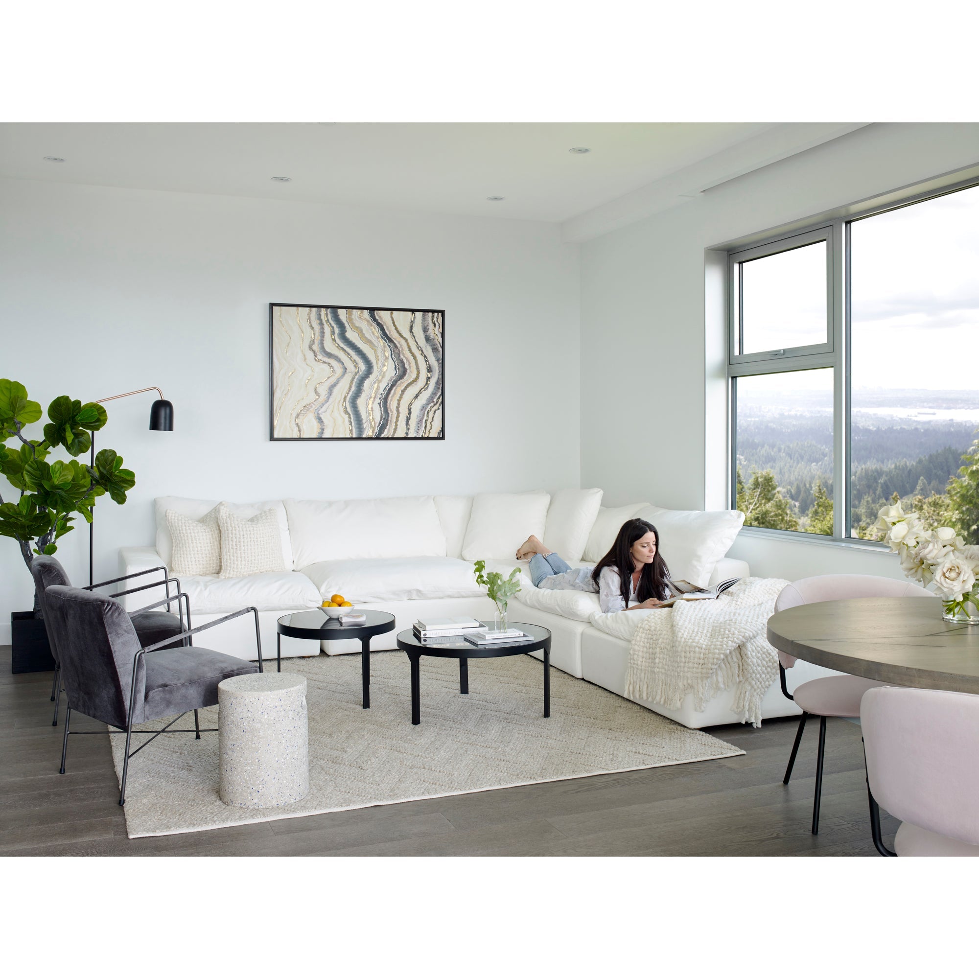 Moe’s Home Collection Clay Modular Sectional ~ White LiveSmart Performance Fabric
