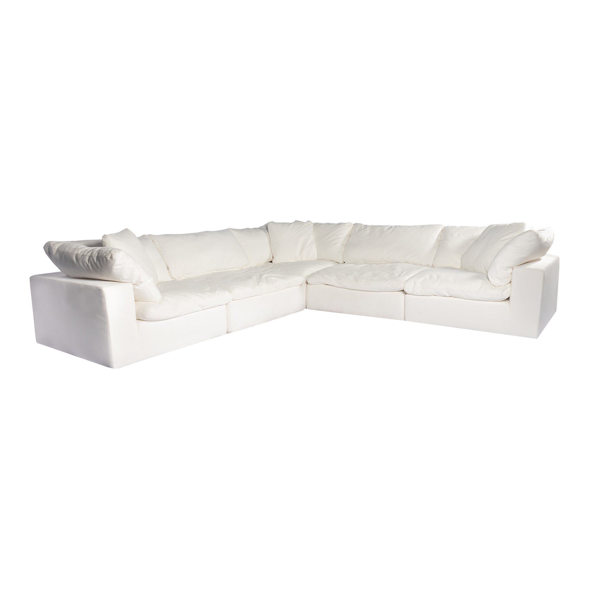 Moe’s Home Collection Clay Classic L-Shaped Modular Sectional ~ Cream White LiveSmart Performance Fabric