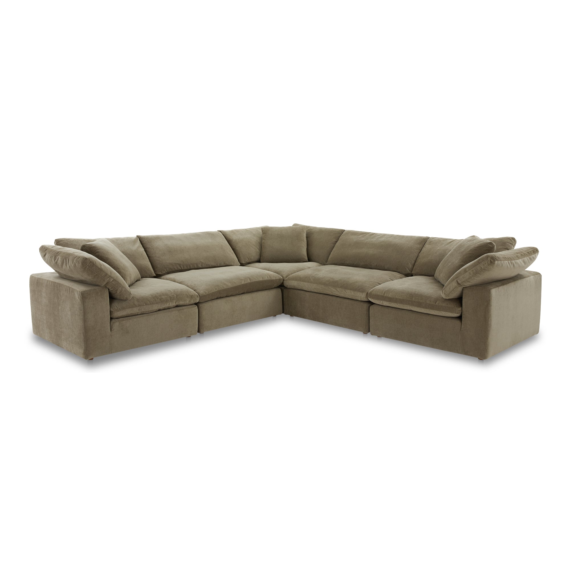 Moe’s Home Collection Clay Classic L-Shaped Modular Sectional ~ Desert Sage Green Performance Fabric