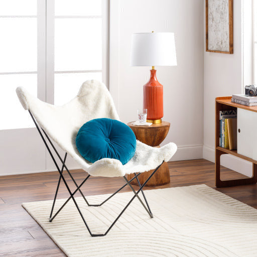 Surya Modern Nizhoni White Sheepskin Sling Chair With Black Metal Legs - Image 1