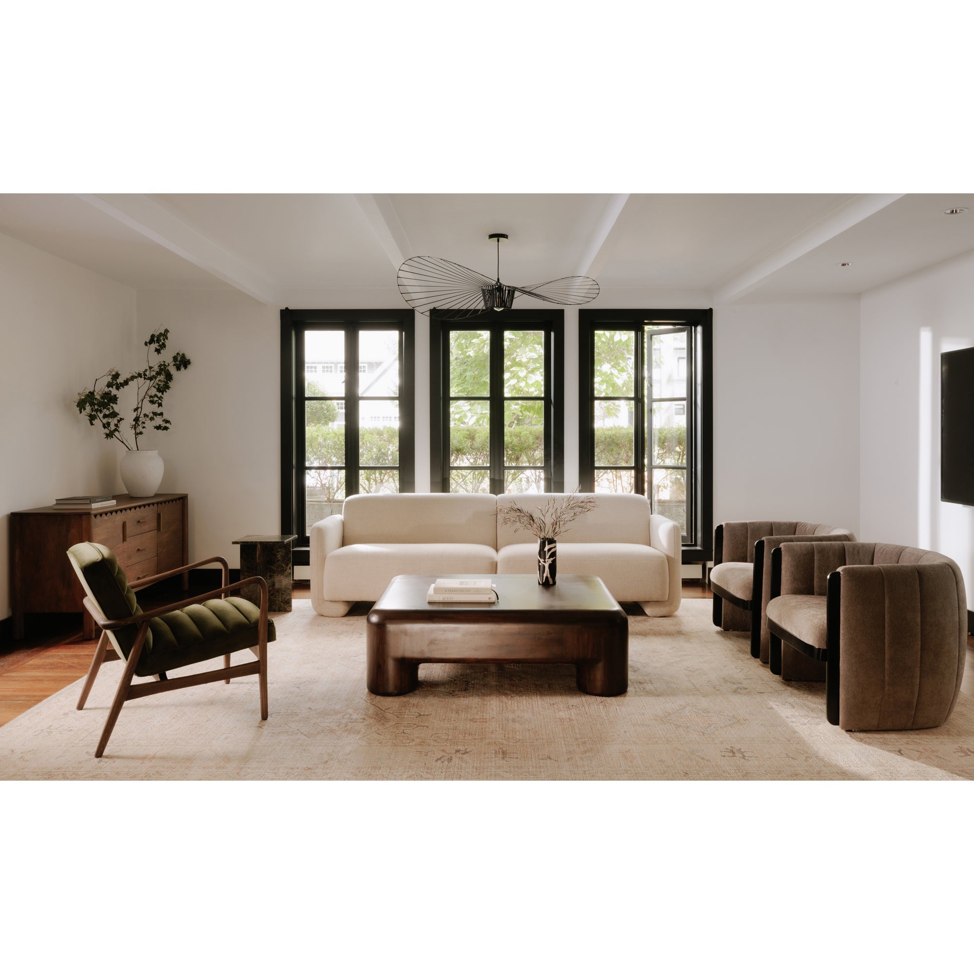 Moe's Home Collection Fallon Flecked Ivory Sofa - Image 1