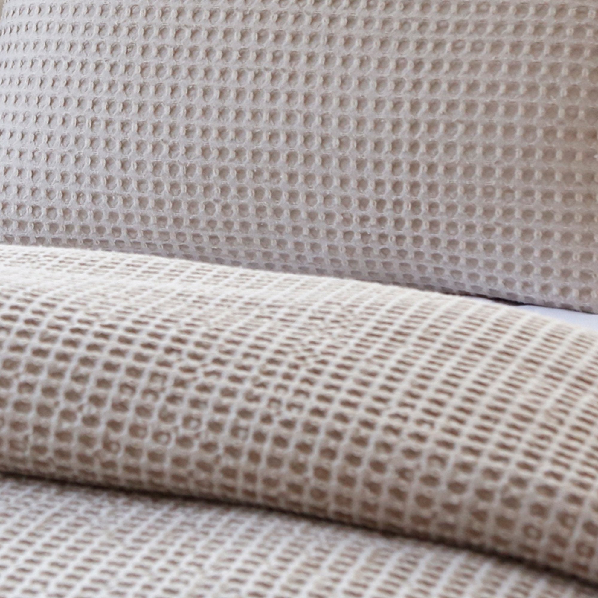Pom Pom at Home Zuma Natural Waffle Weave Blanket and Pillow Shams ~ Available in Twin, Queen and King Sizes - Image 2