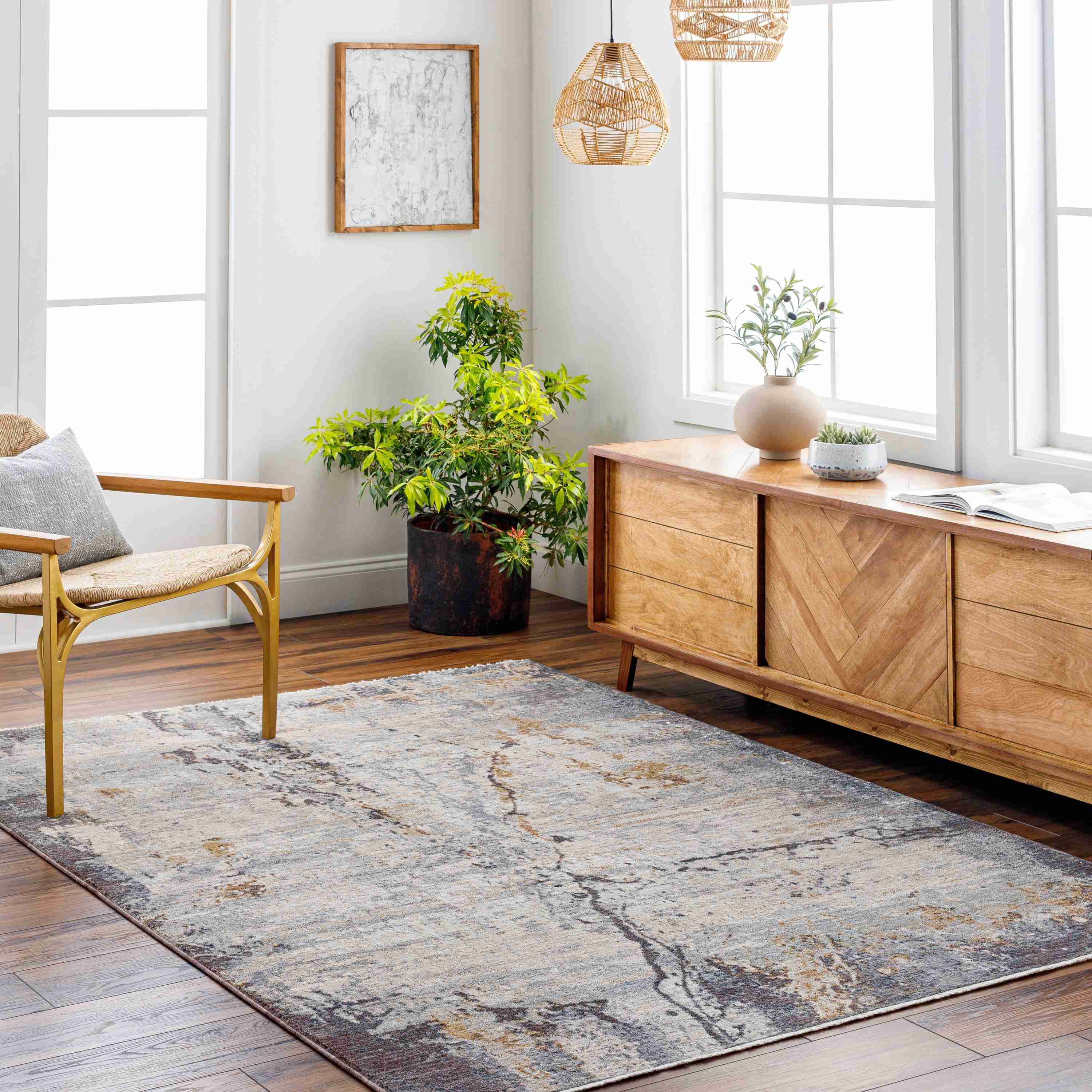 Surya Rugs Aida Collection Beige, Gray, Deep Teal & Tan Area Rug AAD-2302 - Image 2