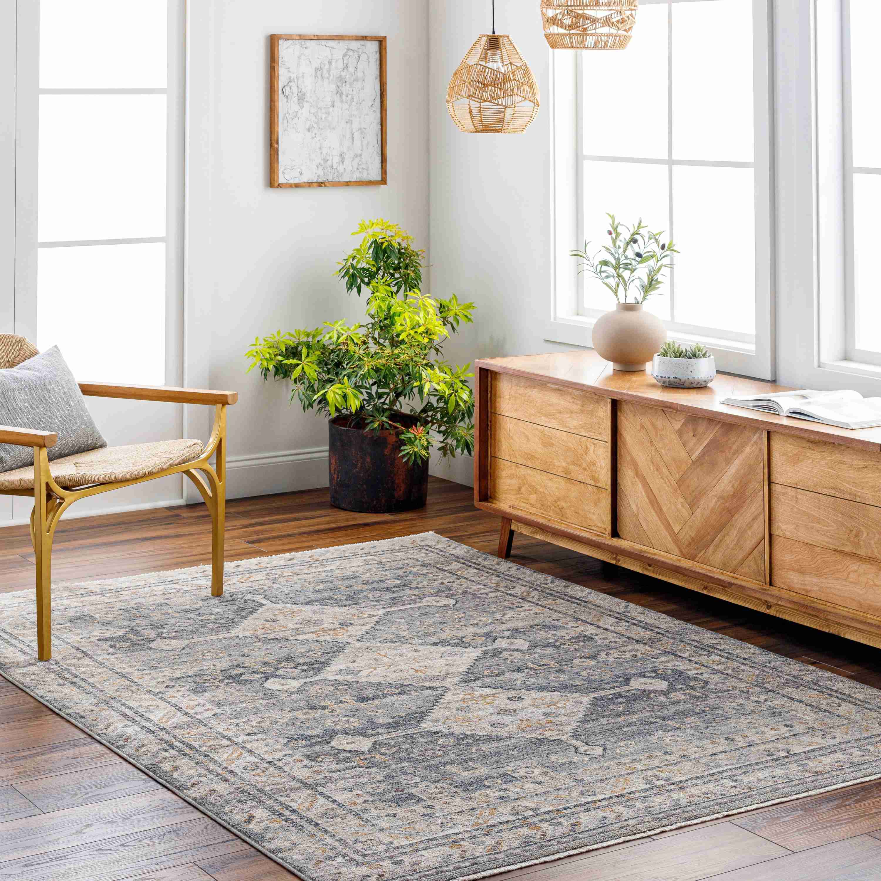 Surya Rugs Aida Collection Gray, Beige, Charcoal & Tan Area Rug AAD-2305 - Image 2