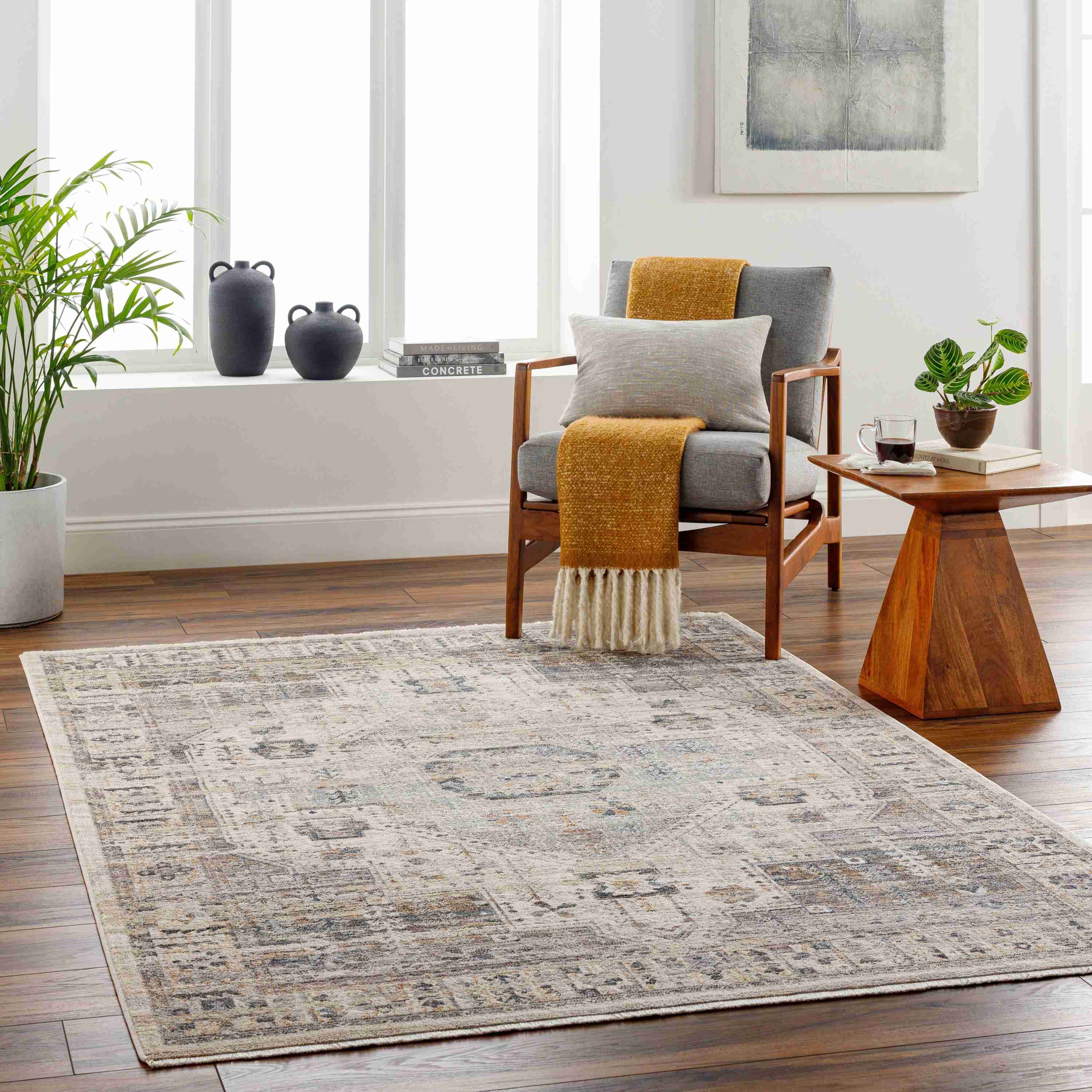 Surya Rugs Aida Collection Beige, Gray, Tan, Ivory, Deep Teal & Charcoal Area Rug AAD-2307 - Image 2