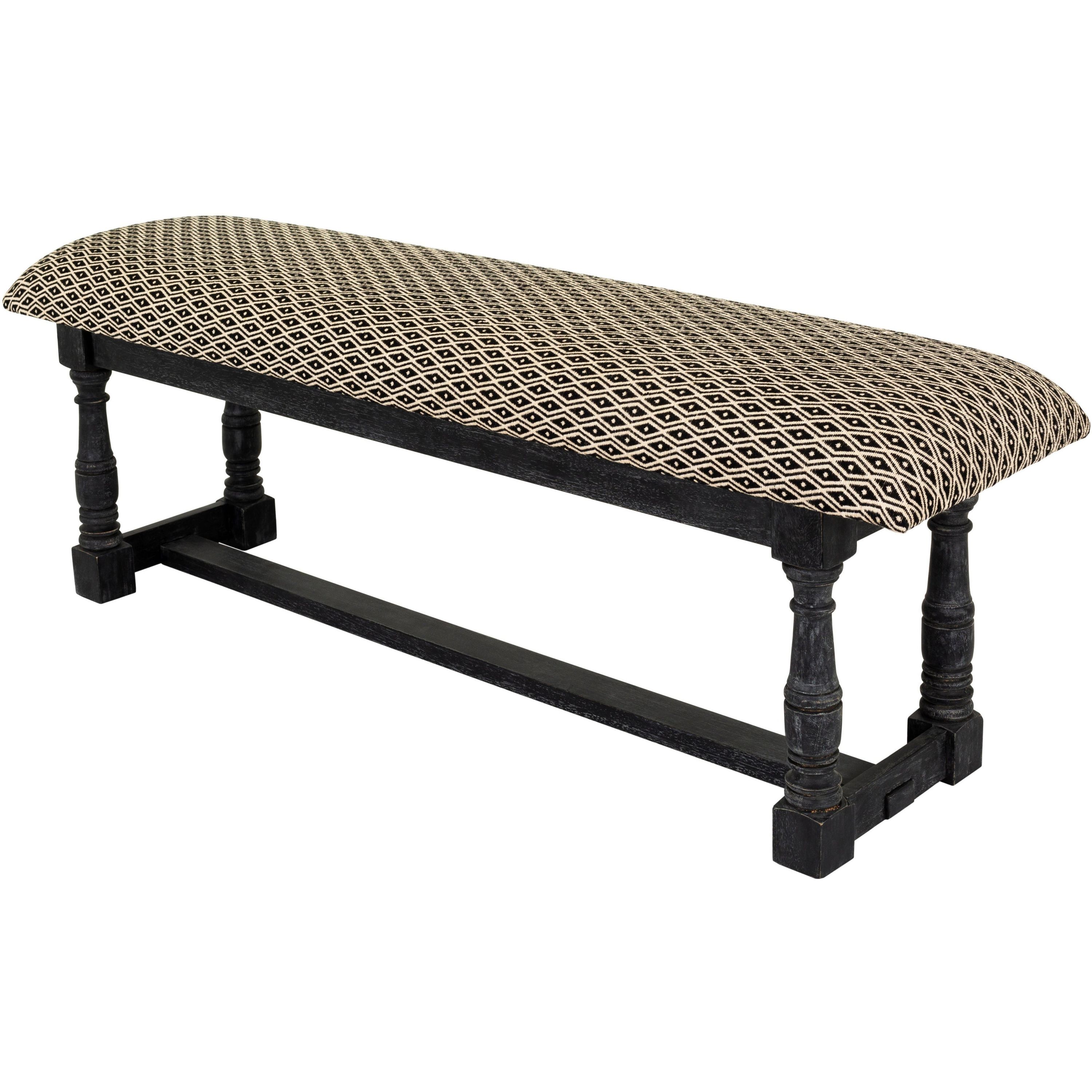 Surya Avalanche Hand Woven Fabric Rustic Modern Bench With Black Wood Base AAV-001 - Image 2