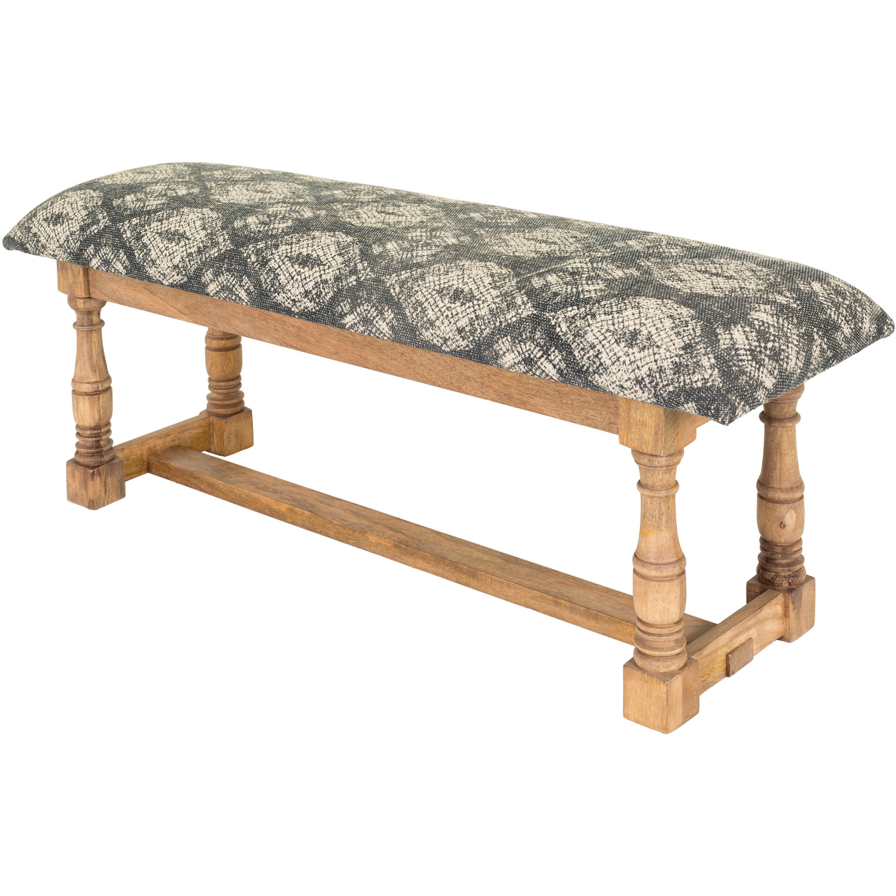 Surya Avalanche Rustic Modern Hand Woven Fabric Bench With Natural Wood Base AAV-002 - Image 2