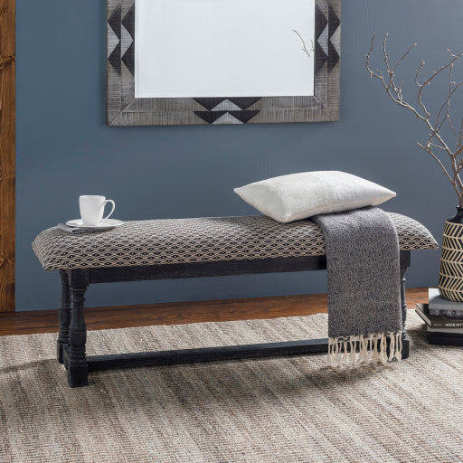 Surya Avalanche Hand Woven Fabric Rustic Modern Bench With Black Wood Base AAV-001 - Image 1
