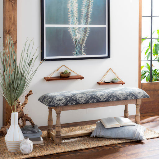 Surya Avalanche Rustic Modern Hand Woven Fabric Bench With Natural Wood Base AAV-002 - Image 1