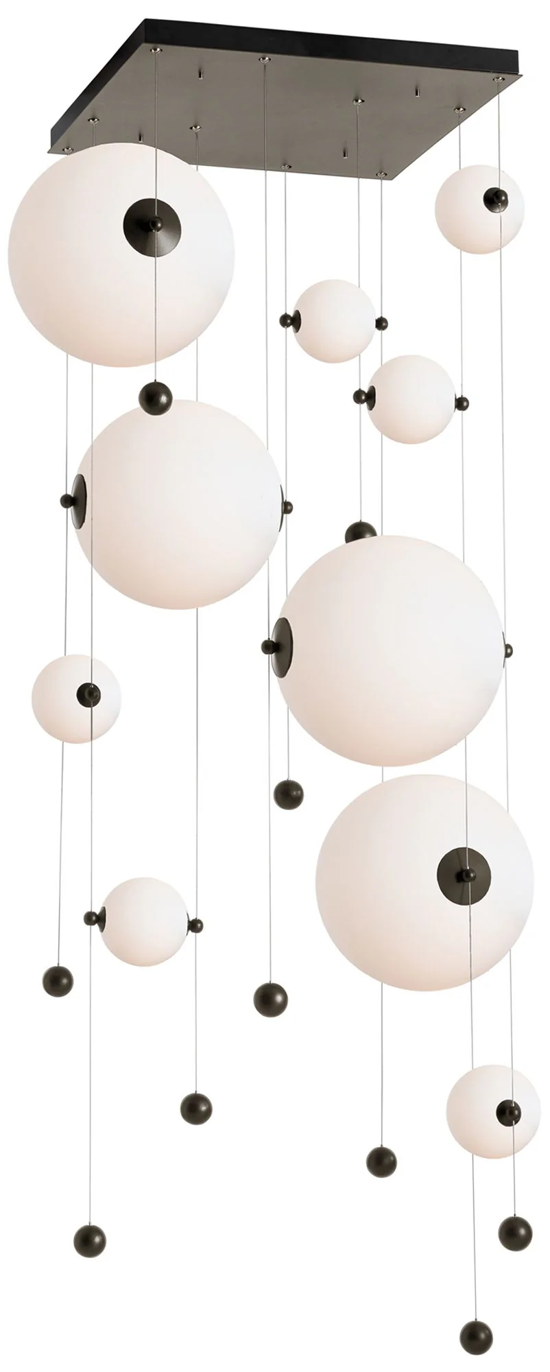 Abacus 10-Light Square LED Pendant – Bronze – Opal Glass – Standard Height