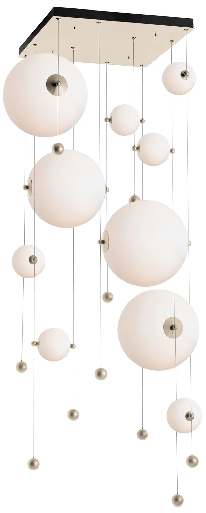 Abacus 10-Light Square LED Pendant – Gold – Opal Glass – Standard Height