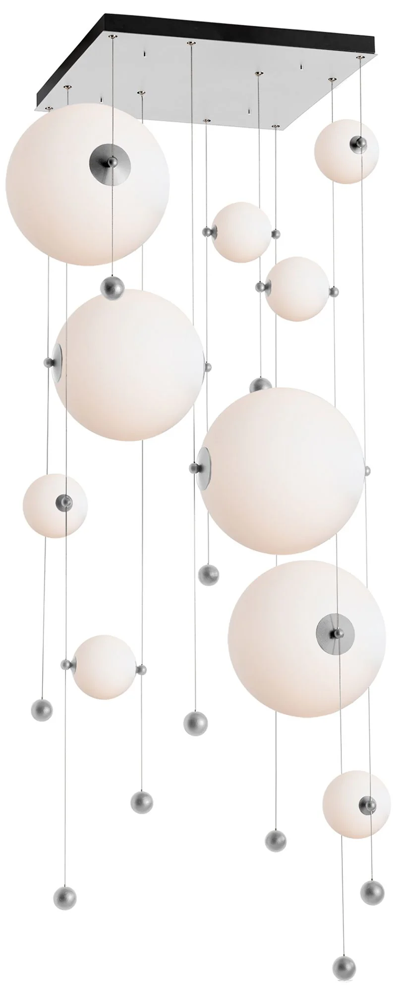 Abacus 10-Light Square LED Pendant – Platinum – Opal Glass – Standard