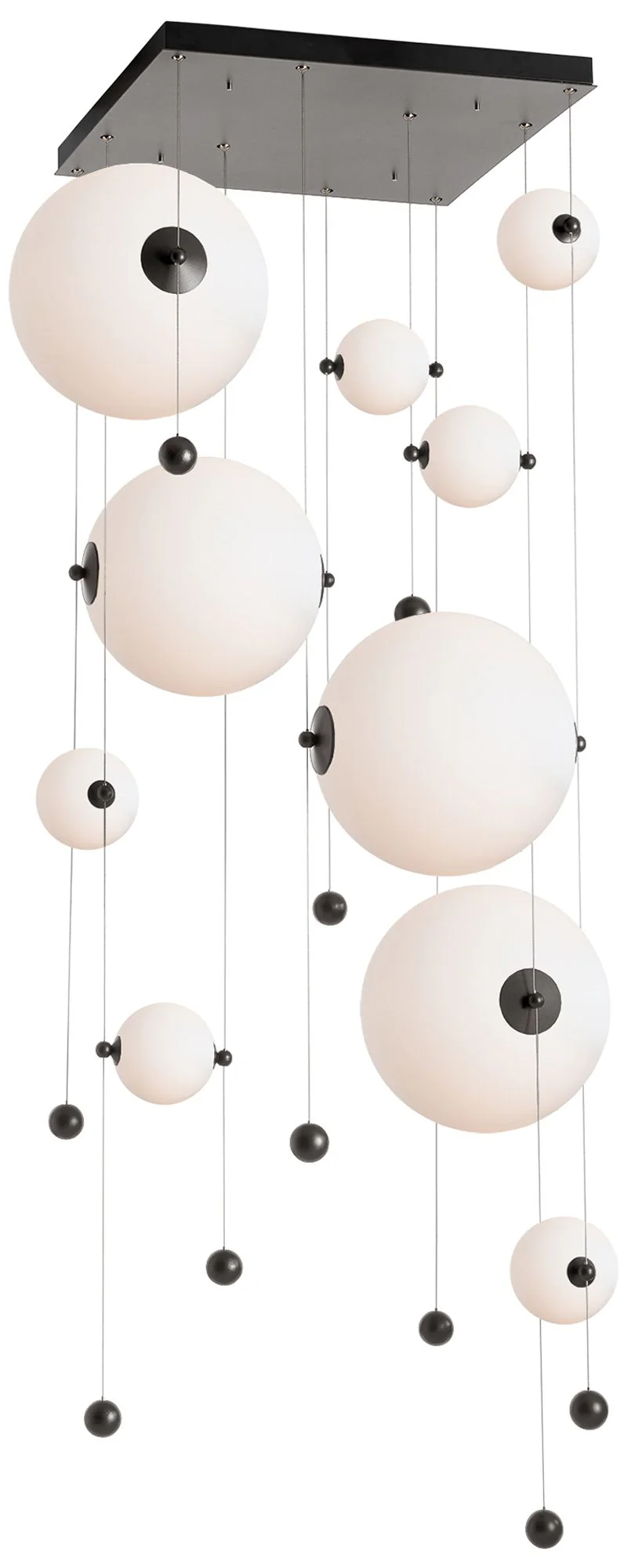 Abacus 10-Light Square LED Pendant – Smoke – Opal Glass – Standard Height