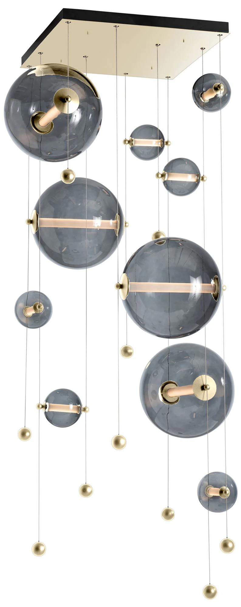 Abacus 35 1/2"W Modern Brass 10-Light LED Pendant - Image 1