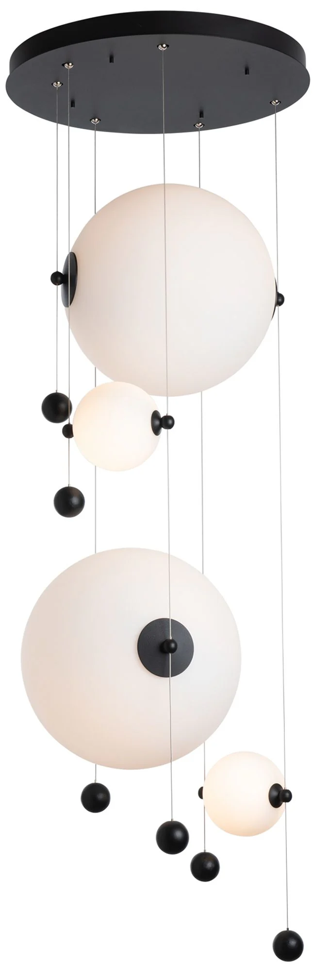 Abacus 4-Light Round LED Pendant – Black – Opal Glass – Standard Height