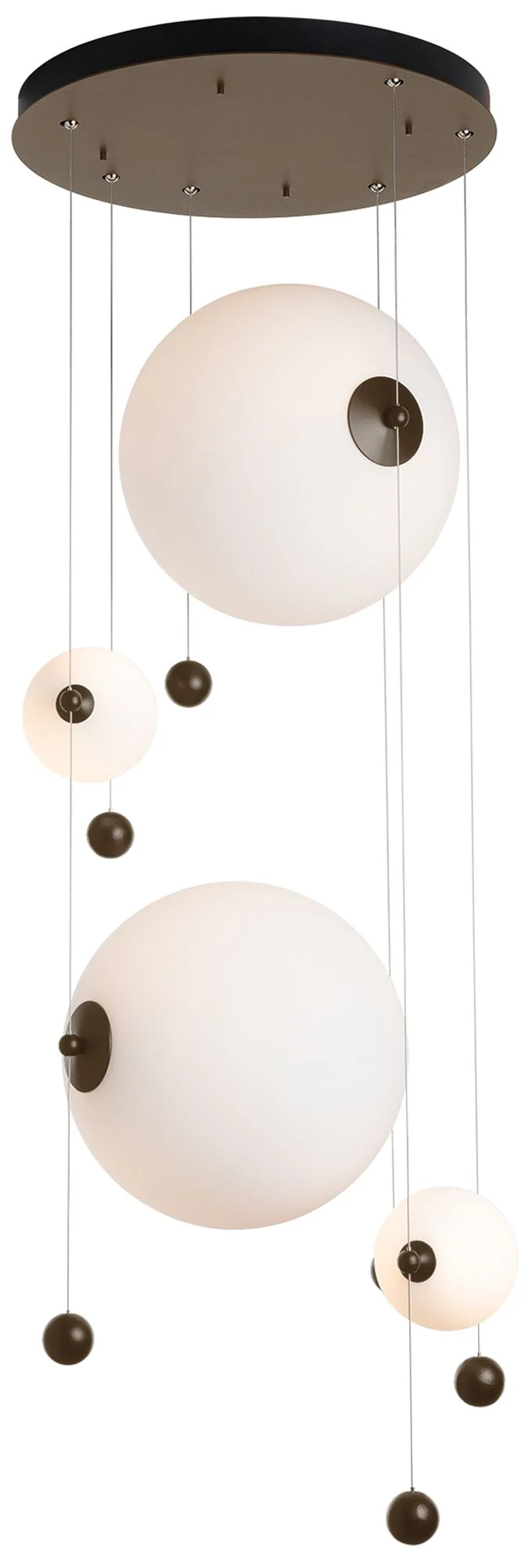 Abacus 4-Light Round LED Pendant – Bronze – Opal Glass – Standard Height