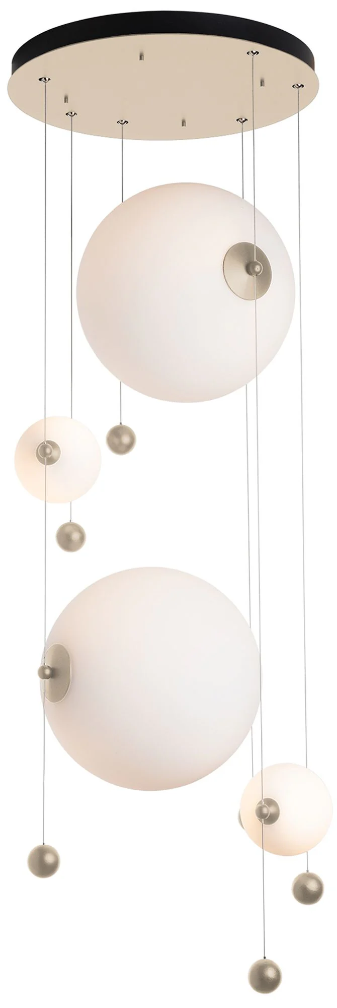 Abacus 4-Light Round LED Pendant – Gold – Opal Glass – Standard Height