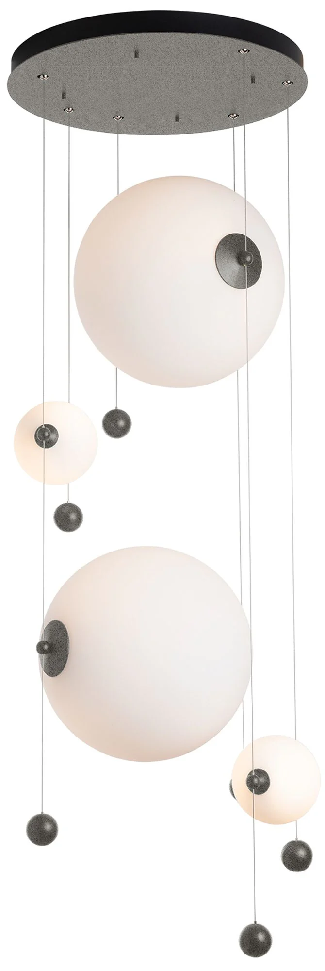 Abacus 4-Light Round LED Pendant – Iron – Opal Glass – Standard Height
