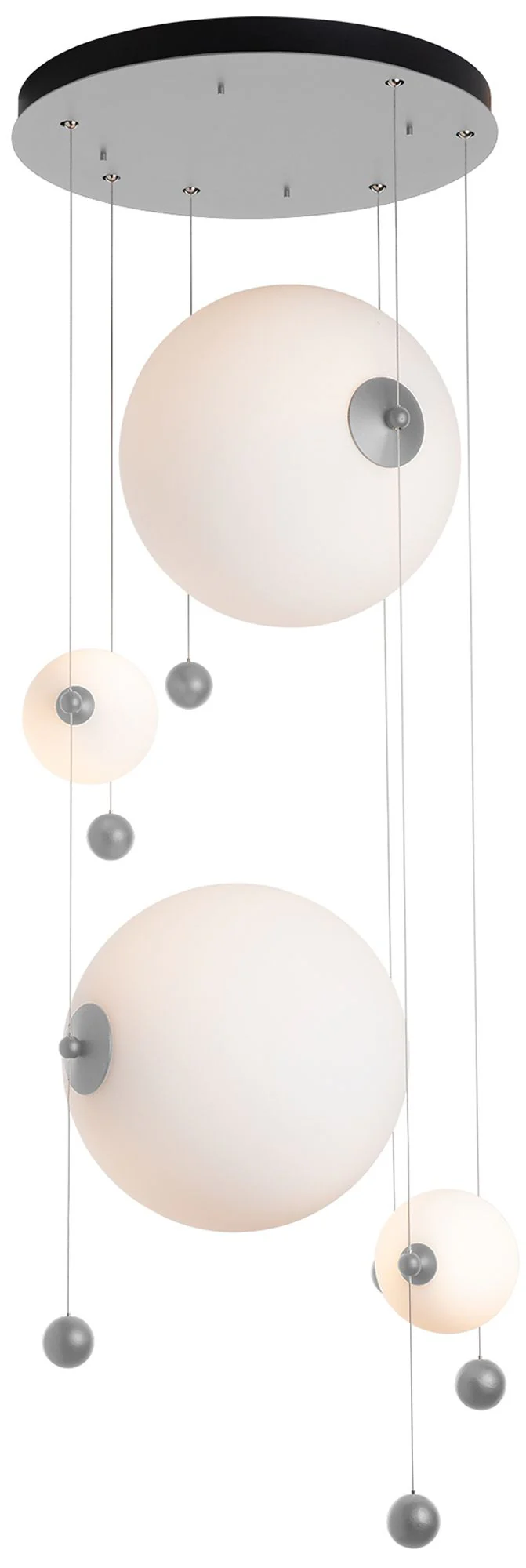 Abacus 4-Light Round LED Pendant – Platinum – Opal Glass – Standard Height