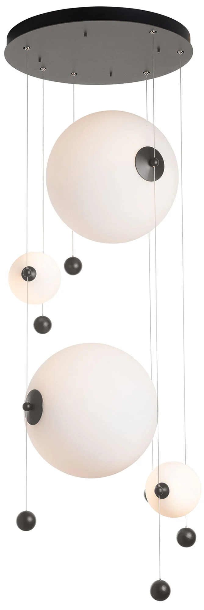 Abacus 4-Light Round LED Pendant – Smoke – Opal Glass – Standard Height