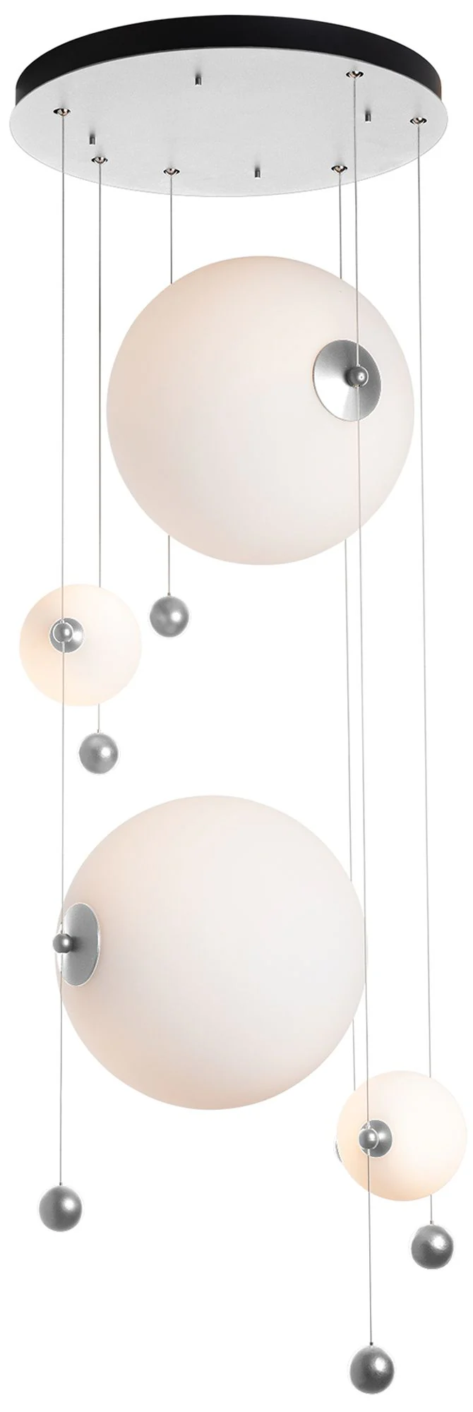 Abacus 4-Light Round LED Pendant - Sterling - Opal Glass - Standard - Image 1