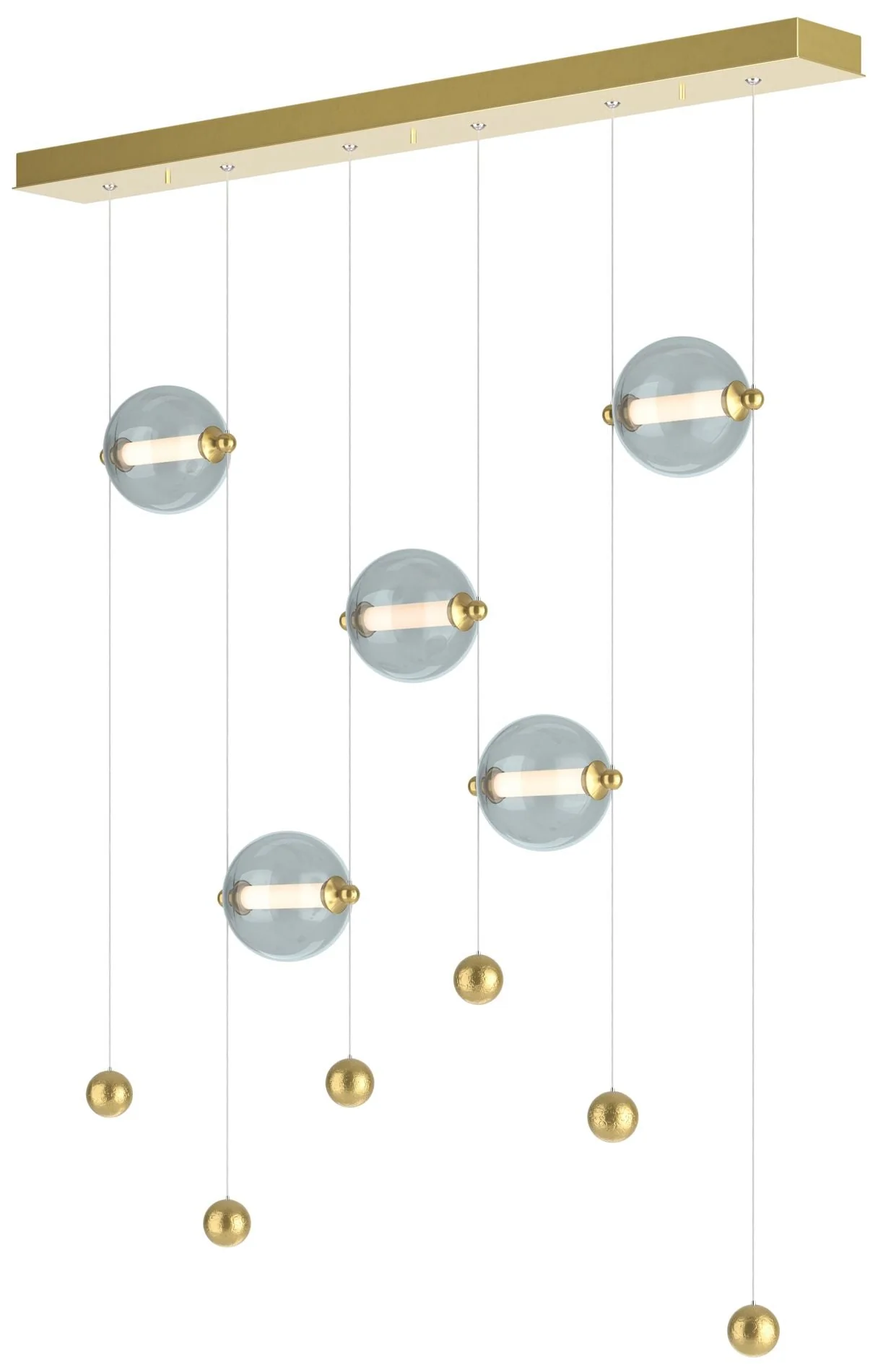 Abacus 5-Light LED Pendant - Modern Brass - Cool Grey - Image 1