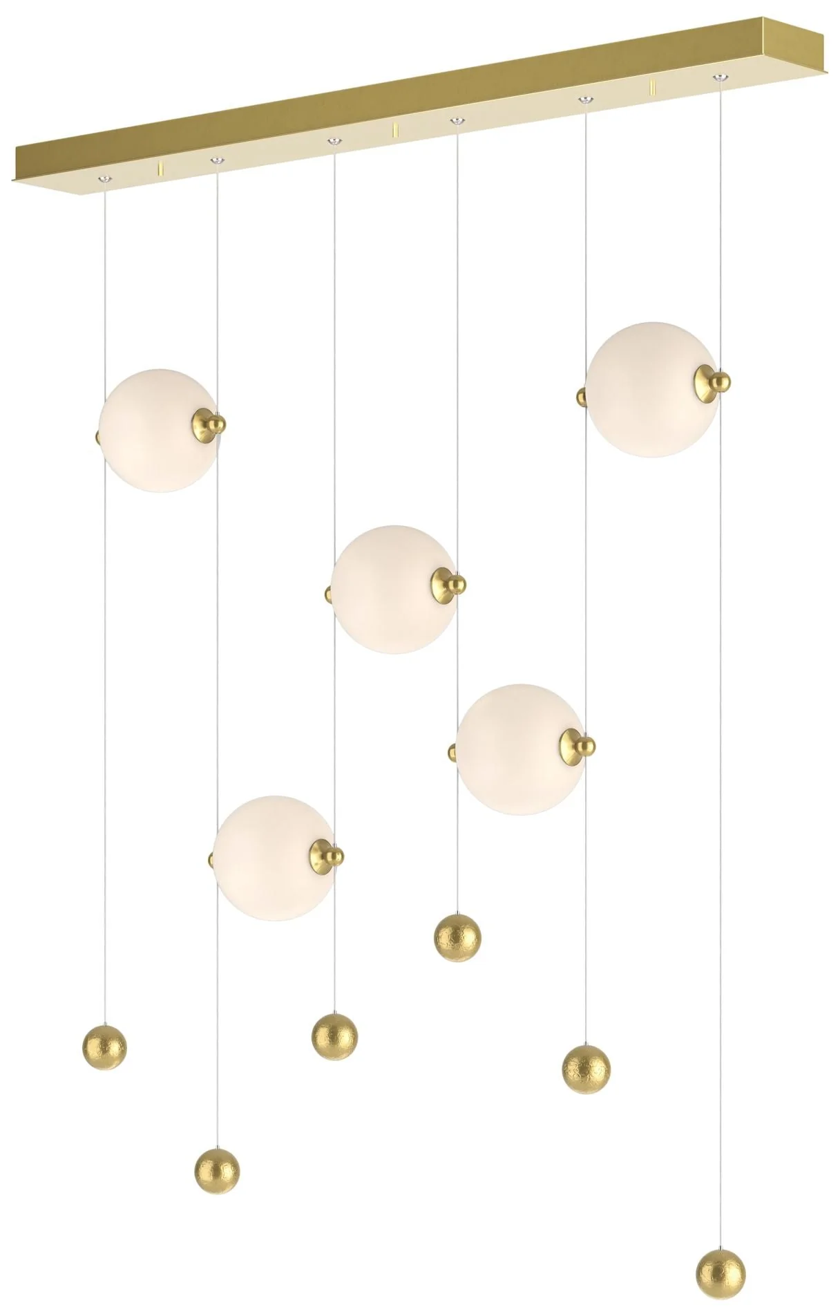 Abacus 5-Light LED Pendant - Modern Brass - Opal - Image 1
