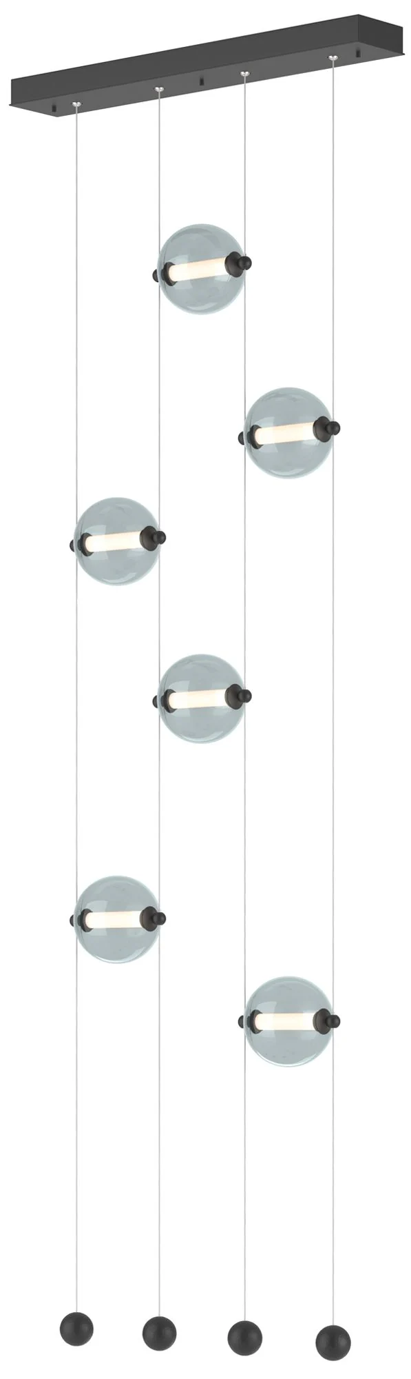 Abacus 6-Light Ceiling-to-Floor LED Pendant - Black - Cool Grey - Image 1