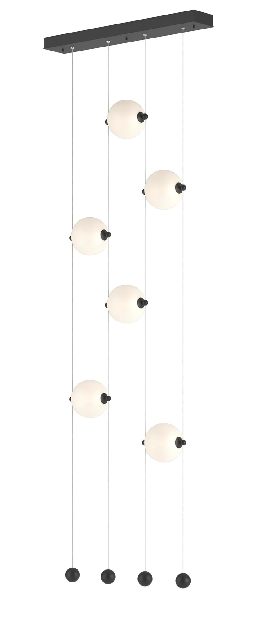 Abacus 6-Light Ceiling-to-Floor LED Pendant - Black - Opal - Image 1