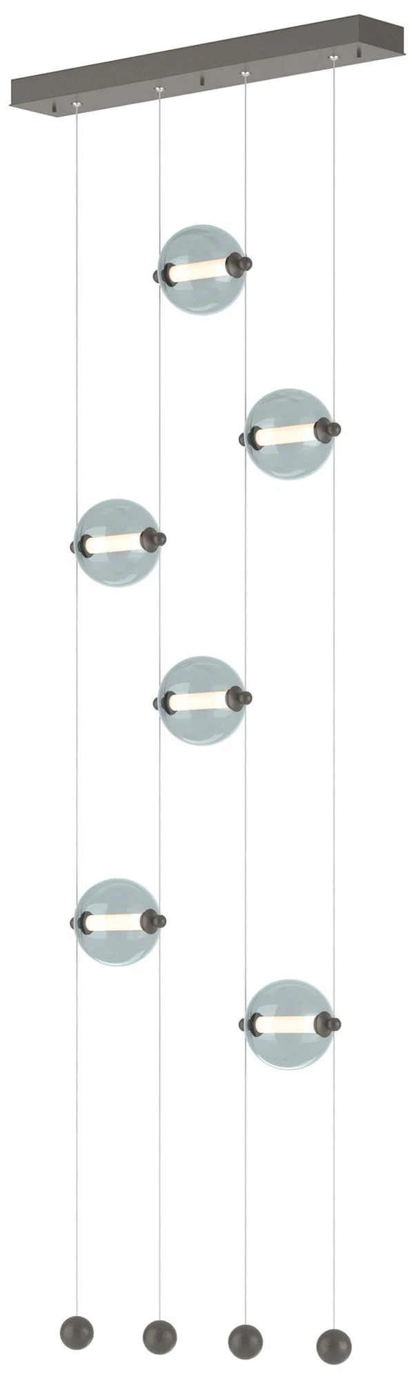 Abacus 6-Light Ceiling-to-Floor LED Pendant - Dark Smoke - Cool Grey - Image 1