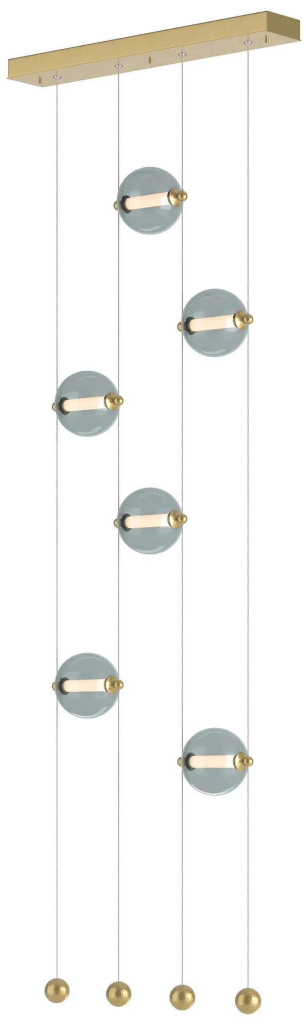 Abacus 6-Light Ceiling-to-Floor LED Pendant - Modern Brass - Cool Grey - Image 1