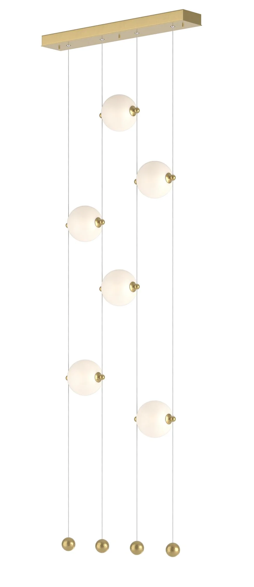 Abacus 6-Light Ceiling-to-Floor LED Pendant - Modern Brass - Opal - Image 1