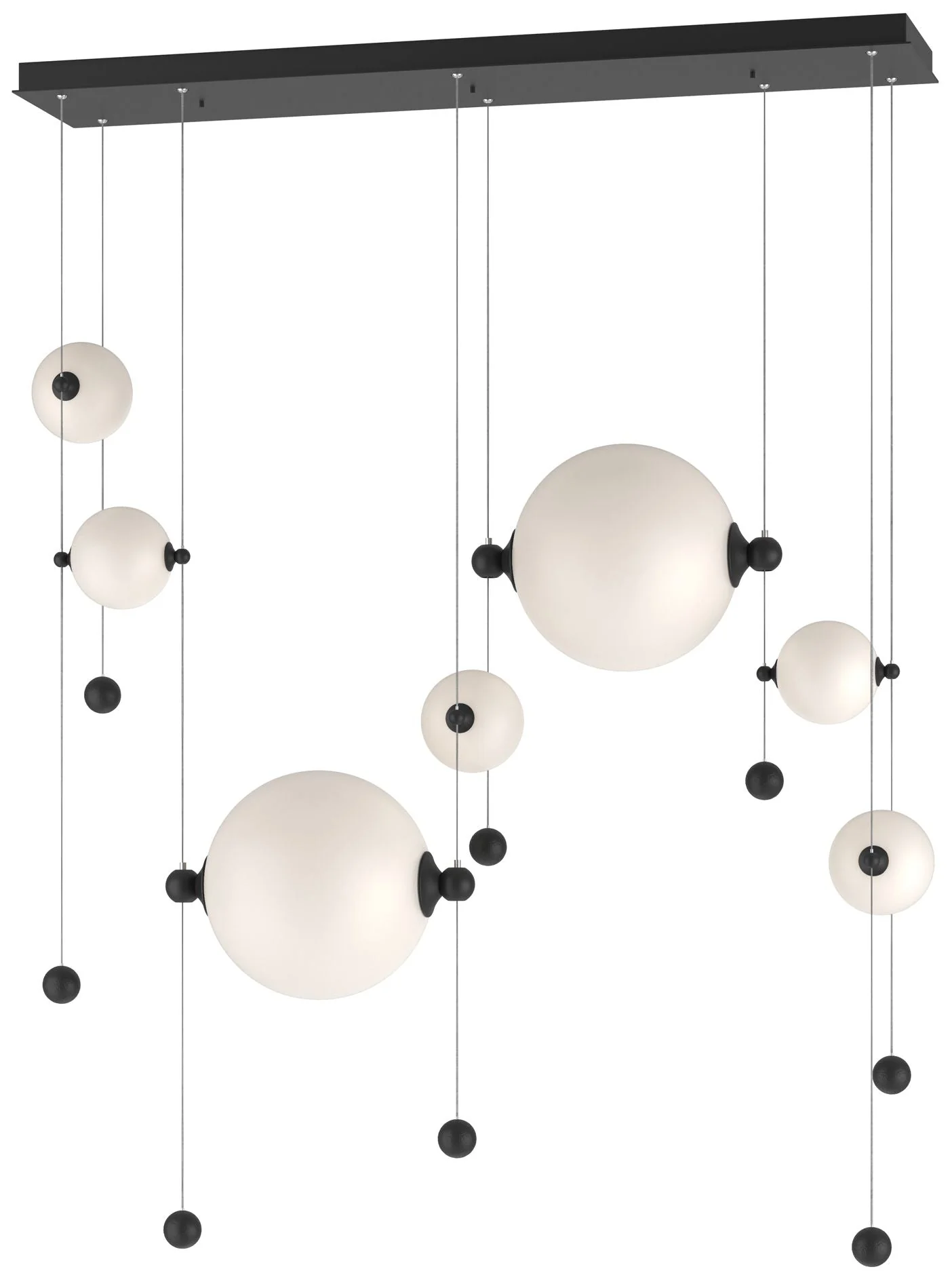 Abacus 7-Light Double Linear LED Pendant - Black - Opal - Image 1