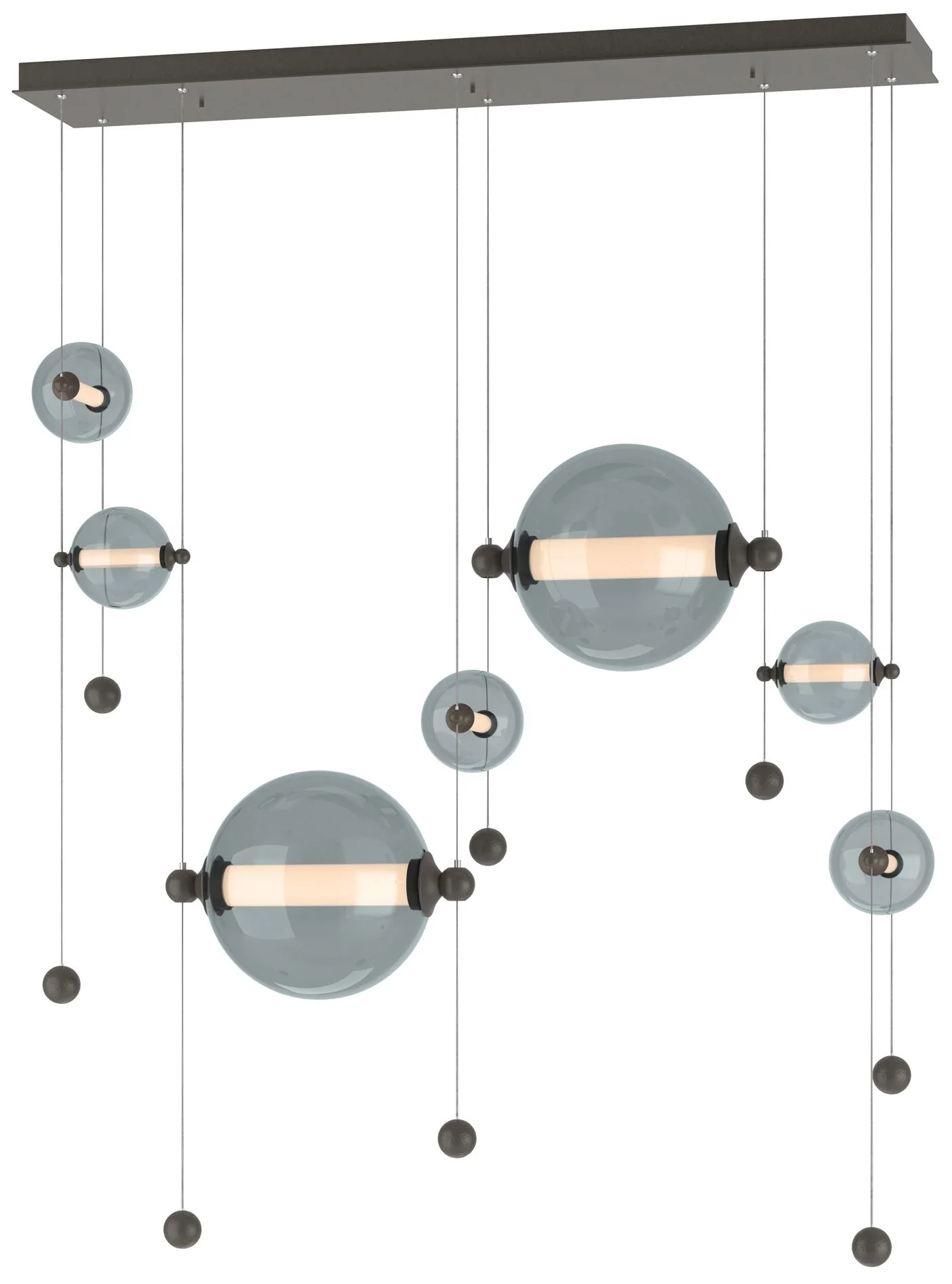 Abacus 7-Light Double Linear LED Pendant - Dark Smoke - Cool Grey - Image 1