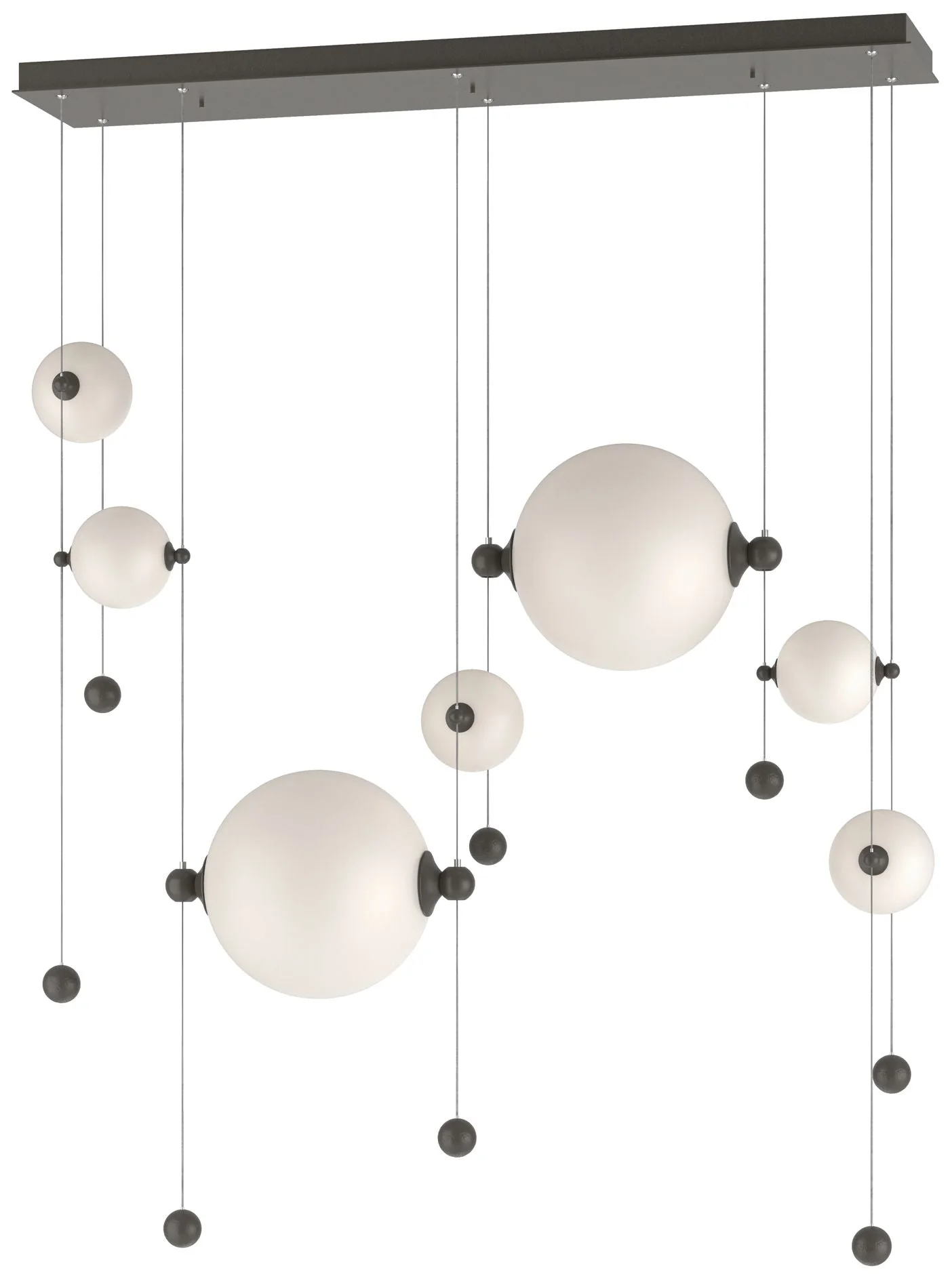 Abacus 7-Light Double Linear LED Pendant - Dark Smoke - Opal - Image 1