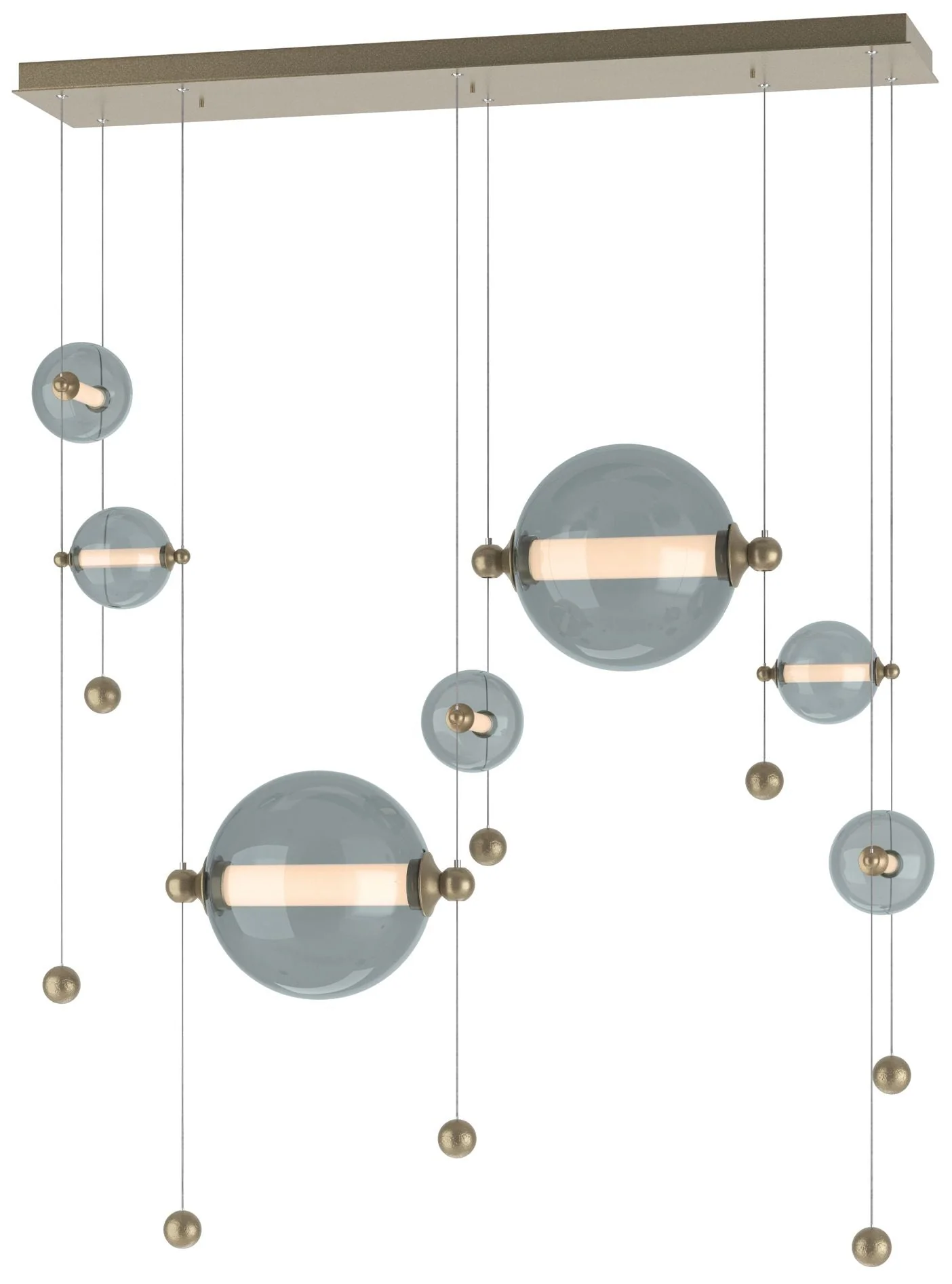 Abacus 7-Light Double Linear LED Pendant - Gold - Cool Grey - Image 1