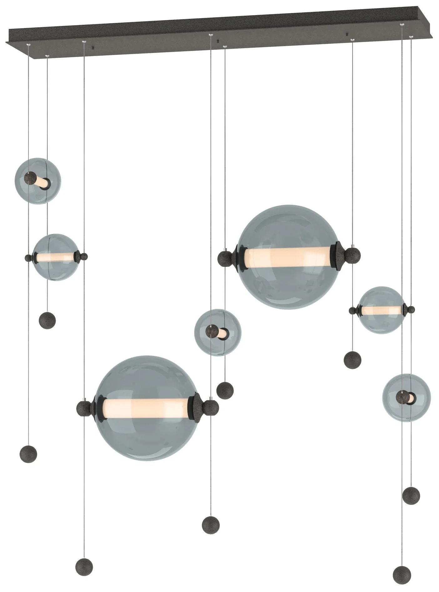 Abacus 7-Light Double Linear LED Pendant - Iron - Cool Grey - Image 1
