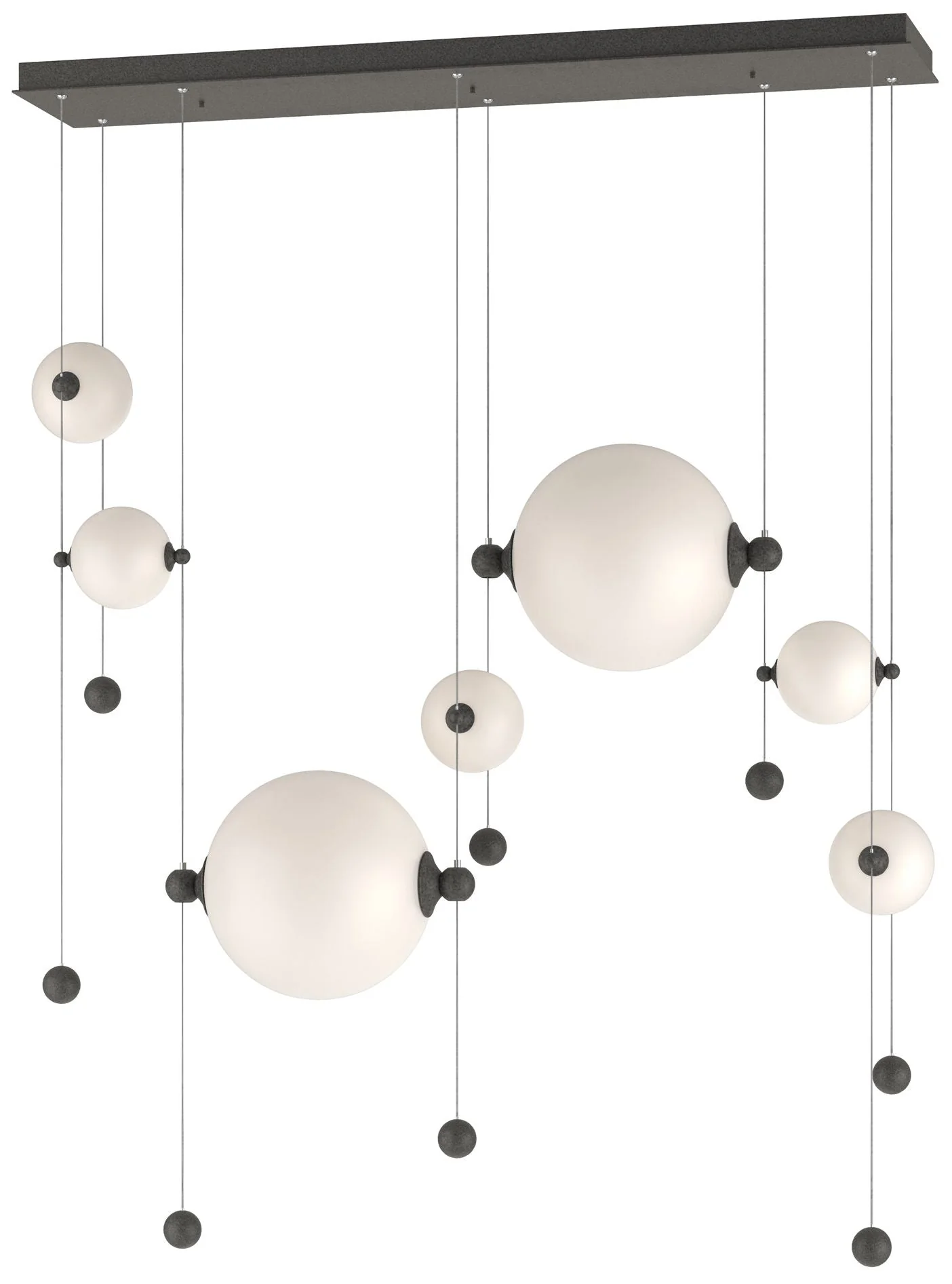 Abacus 7-Light Double Linear LED Pendant - Iron - Opal - Image 1