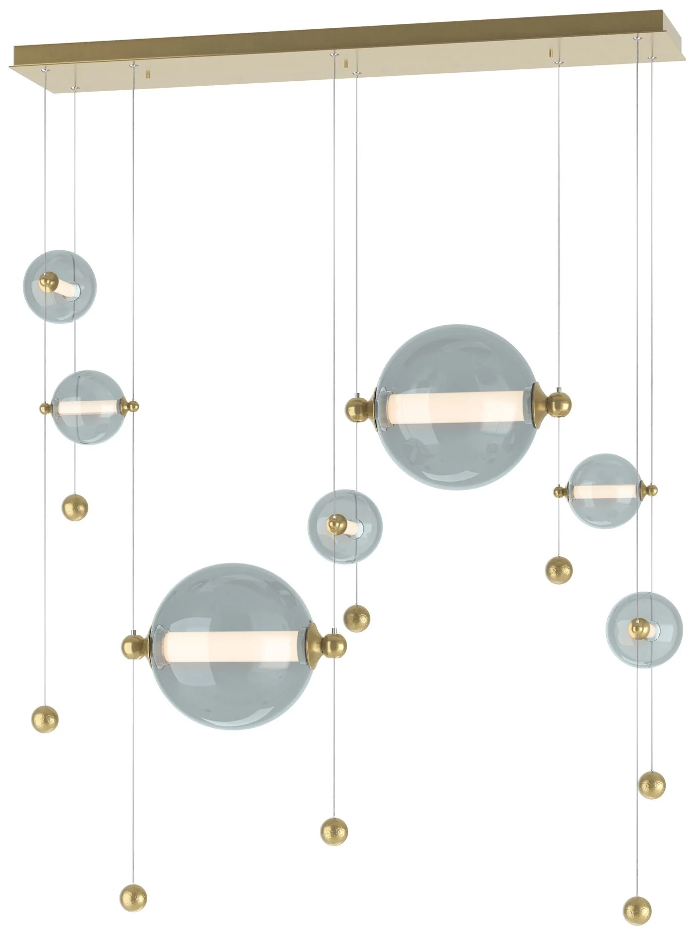 Abacus 7-Light Double Linear LED Pendant - Modern Brass - Cool Grey - Image 1