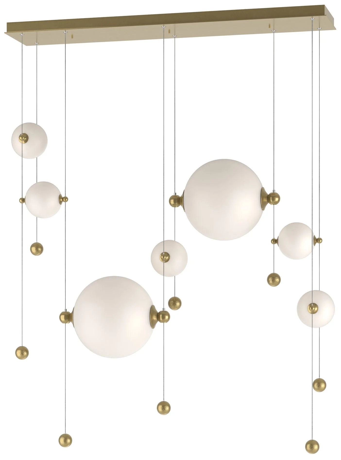Abacus 7-Light Double Linear LED Pendant - Modern Brass - Opal - Image 1
