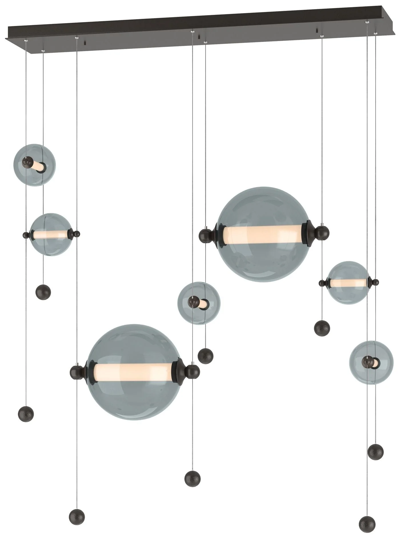 Abacus 7-Light Double Linear LED Pendant - Oil Rubbed Bronze - Cool Grey - Image 1
