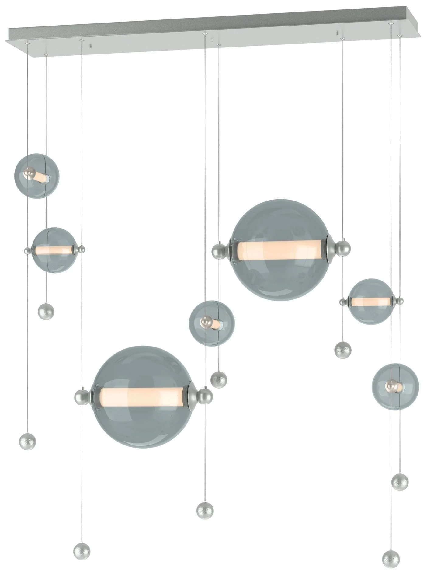 Abacus 7-Light Double Linear LED Pendant - Platinum - Cool Grey - Image 1