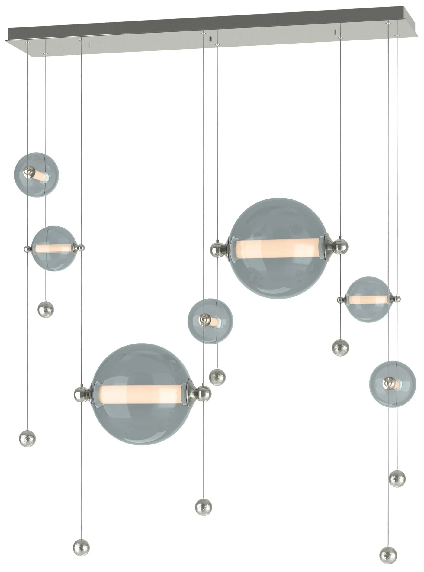 Abacus 7-Light Double Linear LED Pendant - Sterling - Cool Grey - Image 1