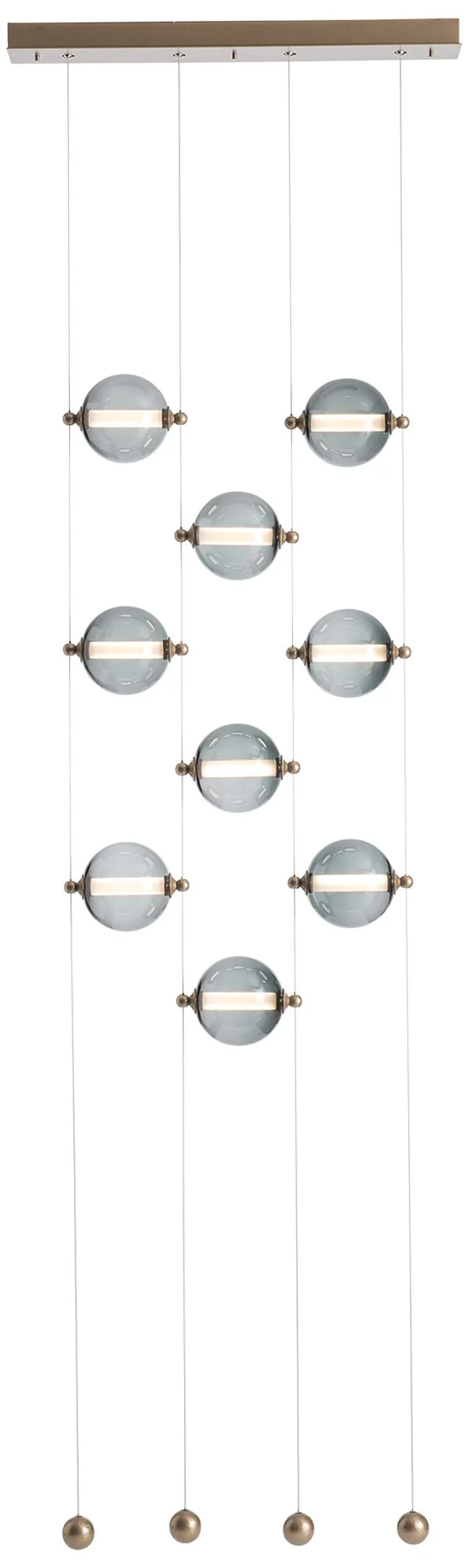 Abacus 9-Light Ceiling-to-Floor LED Pendant - Gold - Grey Glass - Standard - Image 1